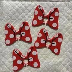 ディズニー　リボン型クリップ 赤 4個セット