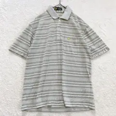 【ゴールデンベア】 ボーダー 半袖 ポロシャツ （M） くすみグリーン