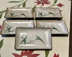 和食器 花柄 角皿 5枚セット 長皿 焼き物皿 刺身皿 銘々皿　陶器