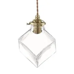 新品未使用】ペンダントライト LED ガラスキューブ 照明器具 E17 吊り