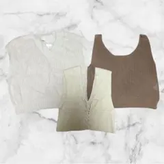 【美品】レディース　ニットベスト、ビスチェ　3点セット