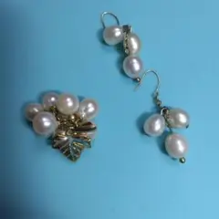 18金パール、ペンダントヘッドと淡水パールのピアス