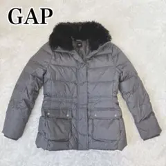 【美品】ギャップ ダウン コート ジャケット ファー 黒 アウター M
