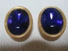 ◆美品 1970年代 米国製◆トリファリ 楕円型ゴールドにアメシスト イヤリングのサムネイル