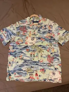 ラルフローレン 90s オープンカラーシャツ シーフード 魚 シンガポール