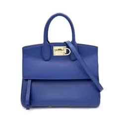 フェラガモ スタジオ ハンドバッグ スモール ガンチーニ ブルー レザー
