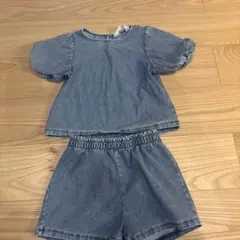 H&M デニム　セットアップ　パフスリーブ　120cm
