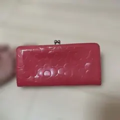 マリークワント　ピンク　花柄　エンボス　長財布