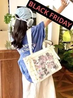 痛バ　推し活バック　白色　トートバッグ　A4 大容量　BLACK FRIDAY