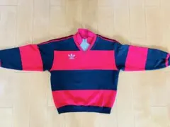 デサント製adidas 赤黒 ストライプ 長袖シャツ
