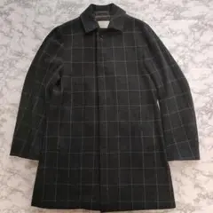 【美品】EDIFICE ウールカシミヤ　ステンカラーコート　チェック柄　46
