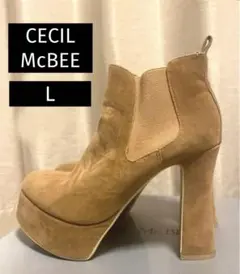 ショートブーツ　L セシルマクビー　ベージュ　秋　冬　スウェード