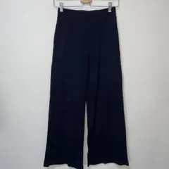 ユニクロ　ブラック　リブ　ワイドパンツ　イージーパンツ　カジュアル　S