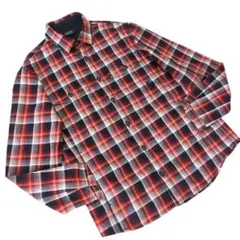 バーバリーブラックレーベル ノバチェック ワークチェックホース刺繍レッドM地厚