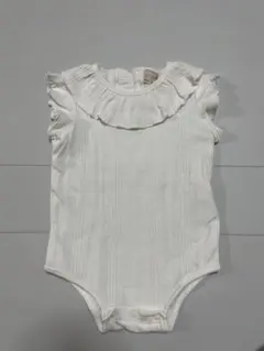 【ほぼ未使用品】petit main フリルロンパース ホワイト