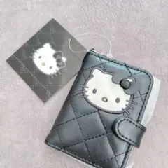 キティ　手帳型ダブルミラー　ミニチュアキルト　ブラック