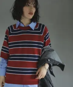 Green Parks トレーナー風ニットプルオーバー