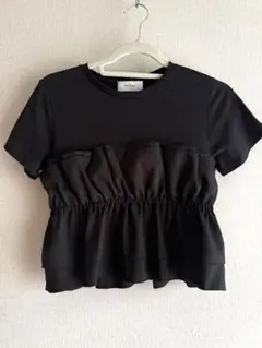forksy フリル切り替え 半袖Tシャツ ブラック Fのサムネイル
