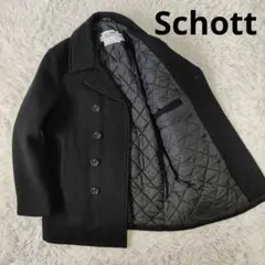 美品 Schott ピーコート キルティング ブラック XL44 ヴィンテージ Schott ピーコート メンズ ウール 内側キルティング 中綿 L