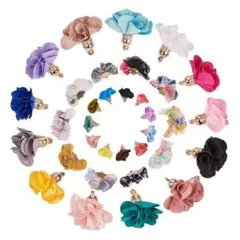 【B・ネイビー】フラワー型　アクセサリーチャーム2個セット