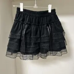 フリルスカート　インパン付き　黒　レース　リボン　y2k 古着