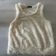 SHEIN シャギーニット ベスト アイボリー XS
