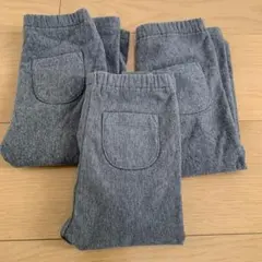 ユニクロ レギンス 3セット 80 グレー　裏面フリース