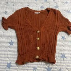 d.ZARA オレンジ ニット カーディガン半袖 S