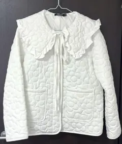 フラワーキルティングジャケット　リボン　フリル　古着