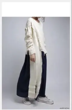 アンティカ　ケーブルニットドッキングワンピース