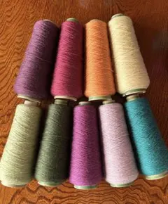 100%ウール　毛糸　コーン巻き 9本セット