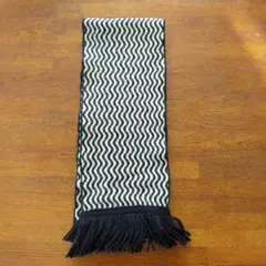 波模様 フリンジ付きマフラー