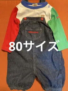 ミキハウス　Hot Biscuits カラフルTシャツ &オーバーオール セット