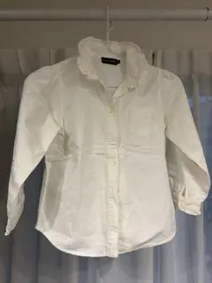 ホワイトフリル長袖シャツ