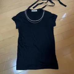 サカイsacai luckパールビジュウリボンTシャツブラックのサムネイル