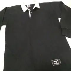 ◆お値下げ◆Mizuno 黒ブラック 白襟 厚手長袖シャツ L JASPO