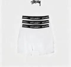 STUSSY ホワイト ボクサーパンツ 3 枚セット 綿 100% ロゴウエストのサムネイル