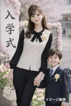 卒園式 入学式 ママコーデ 3点セット✨ツイードジレ 体型カバー L相当