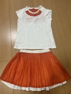 ellesse テニスウェア ホワイト/オレンジ 上S下M