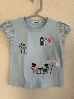 familiar 水色 刺繍 Tシャツ 100cm