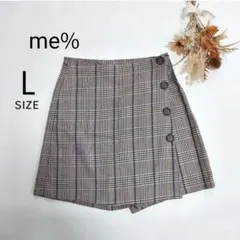 レディース チェック柄 ラップミニスカート L ⑨