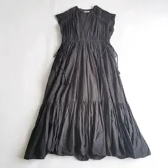 美品 カレンソロジー 日本製 コットンリネン プリーツ ロング シャツ