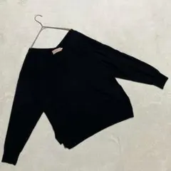 アズールバイマウジー ＊ Vネックニット 長袖 ブラック L 薄手 スリット