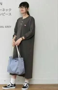 DANTON ヘンリーネックロゴワンピース