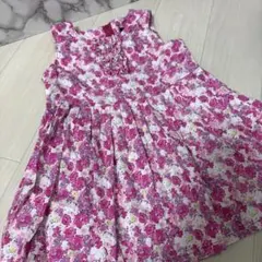 BeBe 花柄ワンピース ピンク ノースリーブ フレア キッズ 女の子 フリル