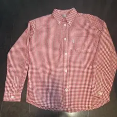 mont-bell 長袖シャツ 150 モンベル　赤白チェック　レッド　ホワイト