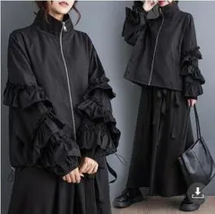 大きいサイズ レディース アウター　コート　フリル　春 秋冬 新品 長袖