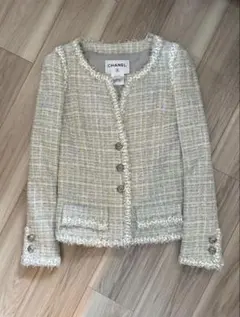 CHANEL ノーカラージャケット グレー/イエローのサムネイル
