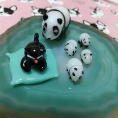 ガラス細工 黒猫 パンダ