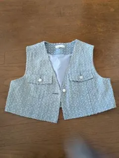 H&M デニム風 ベスト スパンコール装飾 M